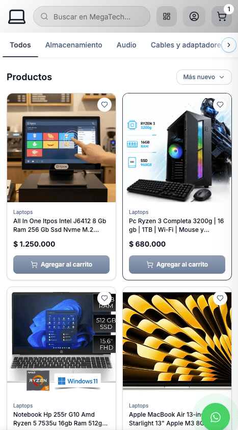 Tienda real hecha con MegaTienda: Tienda demo