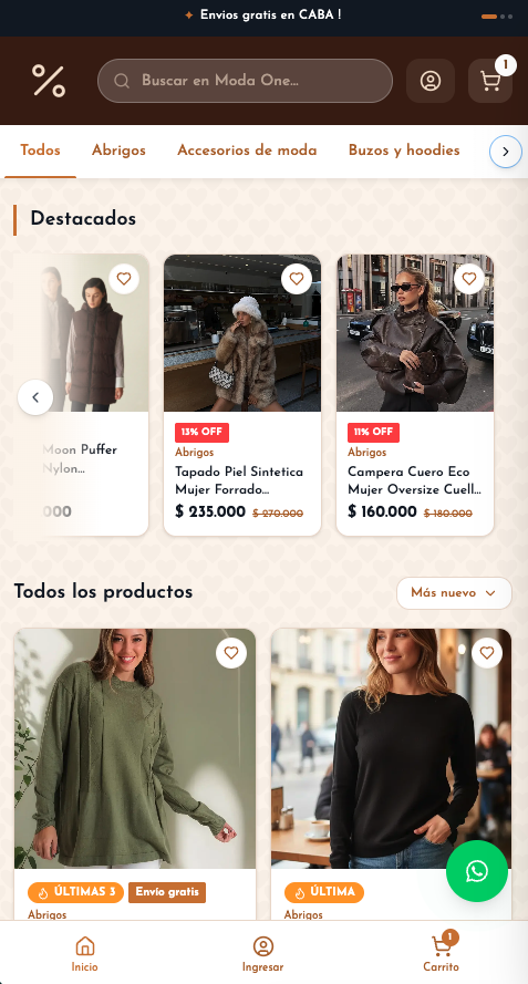 Tienda real hecha con MegaTienda: Moda One