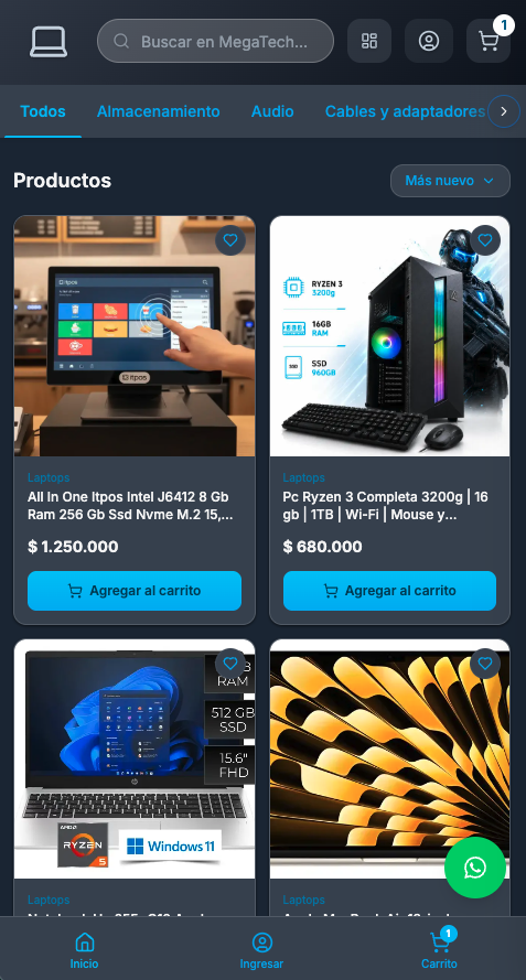 Tienda real hecha con MegaTienda: MegaTech