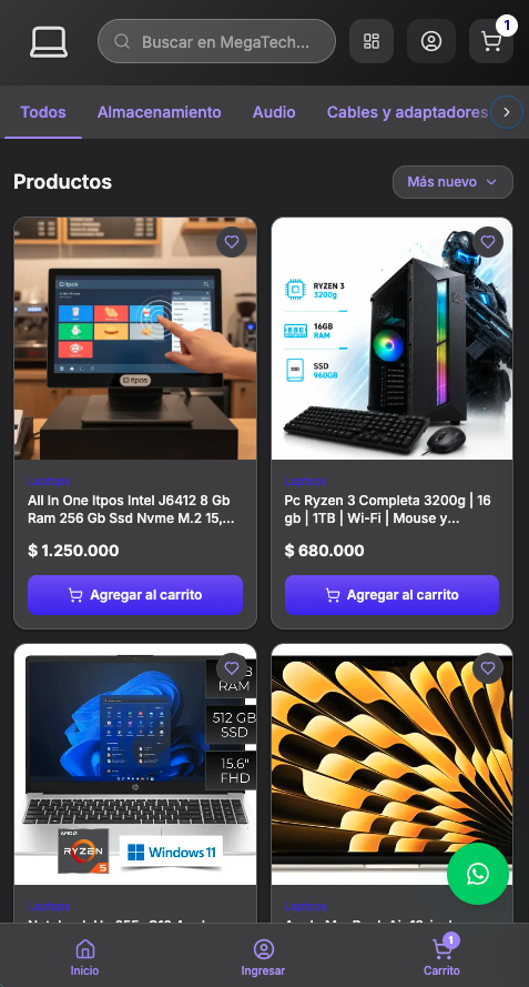 Tienda real hecha con MegaTienda: MegaTech